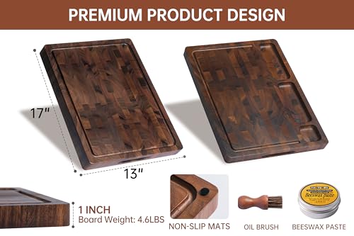 Walnut Cutting Boards for Kitchen Solid Wood End Grain 17"×13"×1"