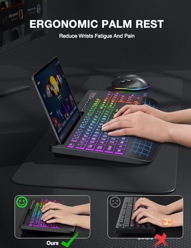 SABLUTE Wireless Keyboard and Mouse Combo, 9 Backlit Effects, Large Print
