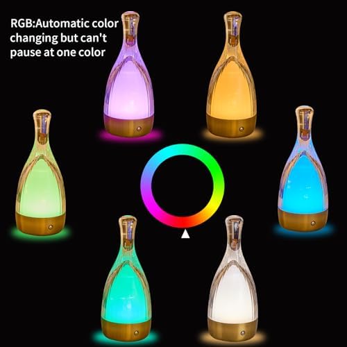 Table Lamp for Bedroom,Small Desk Lamp Dimmable 4 Gears:3000K/4000K/6000K/RGB,4000mAh Rechargeable Battery bedside lamps, LED Cordless Desk Light for Couple Dinner/Coffee Table/Restaurant/Bedroom