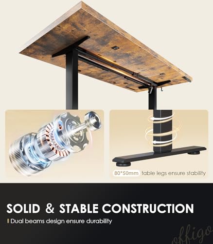71" Executive Electric Standing Desk Height Adjustable, Rustic Brown