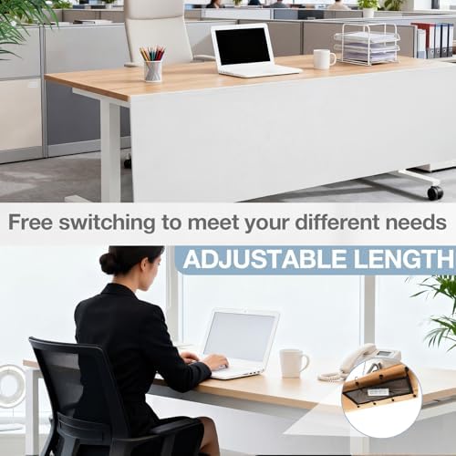 Tegeme 48'' Under Desk Privacy Panel Self Adhesive Desk Curtain Skirt White
