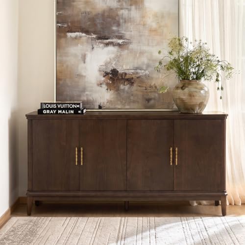63“ Sideboard Buffet Cabinet with Storage, 4 Doors, Auburn