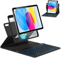Magnetic Keyboard Case for iPad 10th/11th Generation A16, 10.9/11 Inch 7 Color Backlit Detachable Wireless Keyboard, 360° Rotatable Cover with Pencil Holder for iPad 10th Gen 2022 (Black)