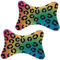 2 Pcs Car Neck Support Pillow Rainbow Cheetah Leopard Print Multi Use Memory Foam Cushion for Driving Travel Home Office Reading