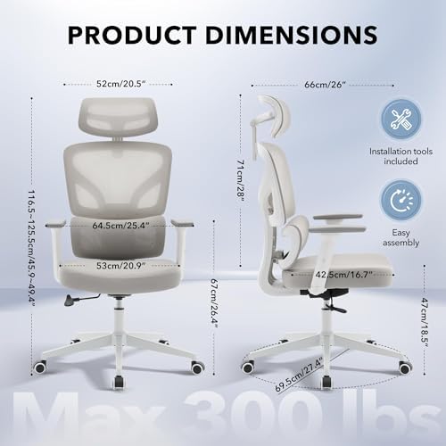 Ergonomic Office Chair Mesh – Adjustable Lumbar 3D Armrests High-Back Desk