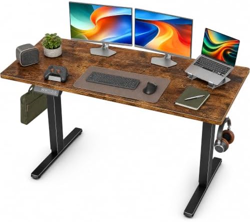 Electric Standing Desk,63in for Home,Office,Gaming,Brown