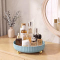 Niunuerga 360 Rotating Makeup Organizer - Perfume Vanity Skincare Tray Blue