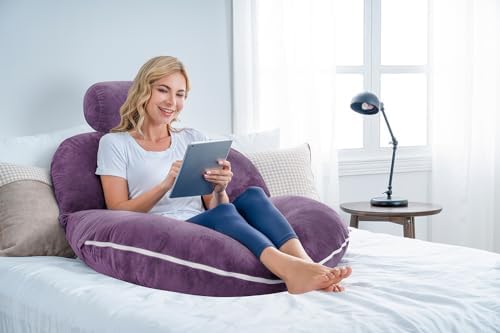 INSEN Reading Pillow, Back Pillow for Sitting in Bed and Couch, Gaming Pillow for Adults, Sit Up Support for Bed, Purple
