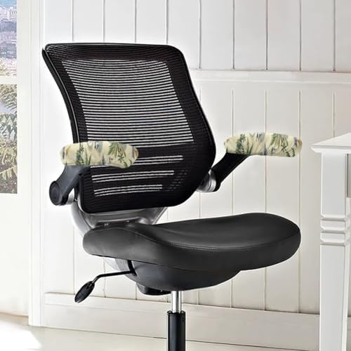 Stretchable Office Chair-Arm Cover, Sailboat Coconut Tree Print Chair Arm Covers, 2 Piece Soft Computer Chair Slipcover for Desk Chairs Arm Skin Friendly