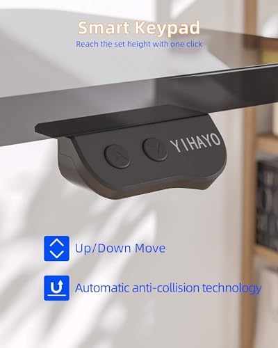 YIHAYO 32" Electric Standing Desk Converter, Adjustable Desk Riser, Brown