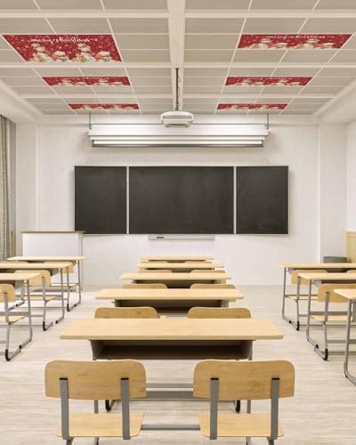 Red Christmas Magnetic Fluorescent Light Covers for Ceiling Lights 2 x 4 Feet,Country Snowflakes Snowman Bear Farmhouse Office Classroom Kitchen Drop Ceiling Light Covers Filters Shade Panel 2 Packs