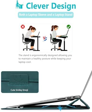 HYZUO 13.3-14 Inch Laptop Case Sleeve with Stand Feature, Dark Green