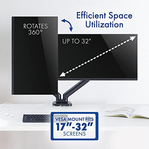 Dual Spring LCD Monitor Arms with USB and Multimedia Ports for: ViewSonic 32 Inch 1080p Widescreen IPS Monitor with Ultra-Thin Bezels (VX3276-MHD)