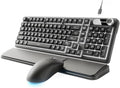 EWEADN Wired Keyboard and Mouse Combo with Detachable Wrist Rest - Black