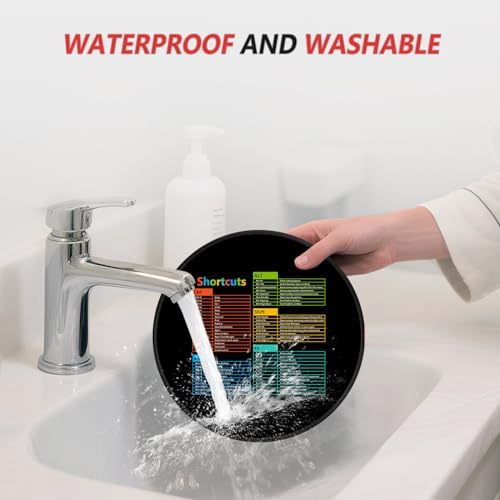 ITNRSIIET Mouse Pad Non-Slip Rubber Base Smooth Surface Stitched Edges Waterproof Durable Compatible with All Mice for Office & Gaming, Desk Accessory, Diameter 8.7 inch, WinShortcuts