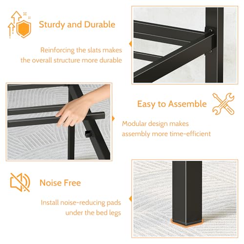 King Size Canopy Bed Frame, Four Poster Metal Frame, Black
