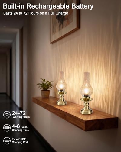 UMEXUS Vintage Rechargeable Cordless Table Lamp Battery Operated, Clear