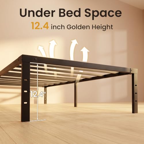 14" Twin Platform Bed Frame, No Box Spring Needed, Apartment, Black