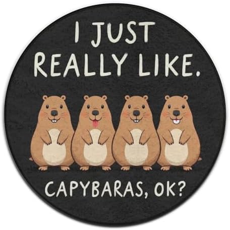 Fashion Round Area Rug Large Non Slip Carpet Unisex Home Decor Mat Capybara