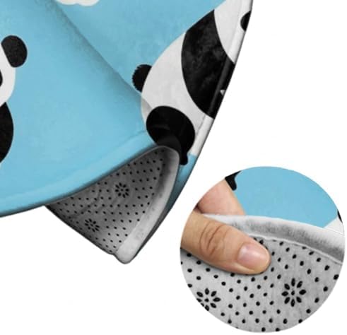 Men's Large Home Decor Mat, Soft Round Yoga Carpet, Non Slip Machine Washable Home Office Circle Rug Panda