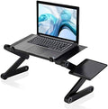 Upgraded Adjustable Aluminum Laptop Desk, with Cooling Fan, Mouse Pad, Notebook, MacBook Laptops Table Stand for Home Office, Ergonomic Lap Desk TV Bed Standing Desk