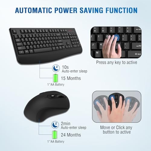QUASIO Wireless Keyboard Mouse Combo, Windows & Mac Compatible (8 Pack)