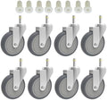 RILIDRI 4-Inch Swivel Stem Caster, 7/16-Inch Stem Diameter Rubber Wheel, Heavy Duty TPR Replacement Wheels for Rubbermaid Mop Bucket Cart Grill Casters - 8 Pack