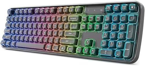 MOFII Upgraded Wireless Ergonomic Keyboard, BT/2.4Ghz Tri-Mode with Natural Curve, RGB Backlit, Rechargeable Battery, Full-Size for Computer/Laptop/Mac/MacBook, Pearl Black