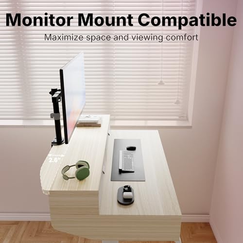 32 x 20 Inch Electric Standing Desk with 4 Drawers, Natural