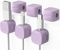6 Pack Magnetic Cord Organizer & Cable Clips - Adjustable Under Desk Cable Management, Adhesive Wire Holder for Home, Office, Phone, Car, Wall, and Nightstand (Violet)