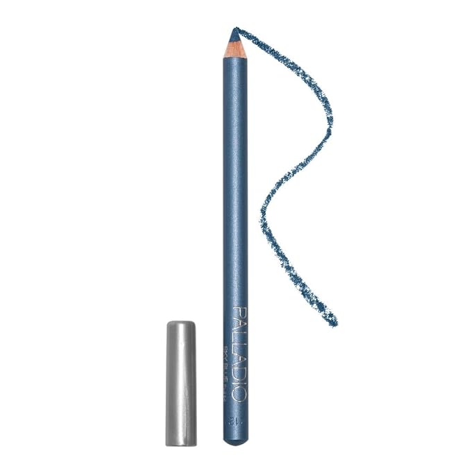 Palladio Wooden Eyeliner Pencil, Thin Pencil Shape, Easy Application, Firm yet Smooth Formula, Perfectly Outlined Eyes, Contour and Line, Long Lasting, Rich Pigment, Sky Blue