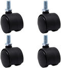 Plastic Caster Wheels 1 Inch, M8 Threaded Swivel Casters Set of 4, Black Nylon Replacement Casters Wheels for Furniture Table Cabinet Office Chair