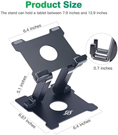 KABCON Tablet Stand,Adjustable Drawing Holder Eye-Level Aluminum Solid Stand for Desk, Portable Monitor, iPad Pro 9.7 10.5 Air Mini,Microsoft Surface Pro,Tab-Up to 15''