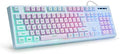 HUO JI Wired Gaming Keyboard with Rainbow LED Backlit, Purple Blue
