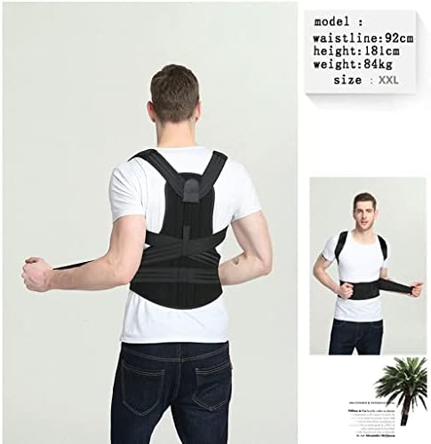S-5XL Posture Corrector for Men and Women,Full Back Support Brace,Adjustable Breathable Posture Support(Black XX)