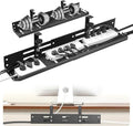 No Drill Under Desk Cable Management Tray, 17”-30” Retractable Cord Organizer for Table, Clamp Mount Wire Basket, Power Strip Holder & Metal Cord Organizer for Office, Home，Black