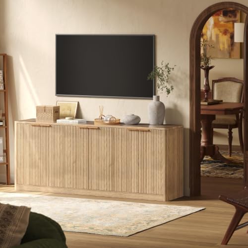 67" Fluted Oak Buffet Cabinet with Storage