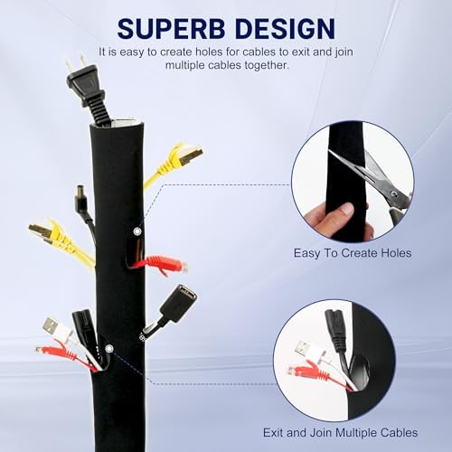CableGeeker Cable Management Sleeve, 10ft (120 inch) - 1.5 inch