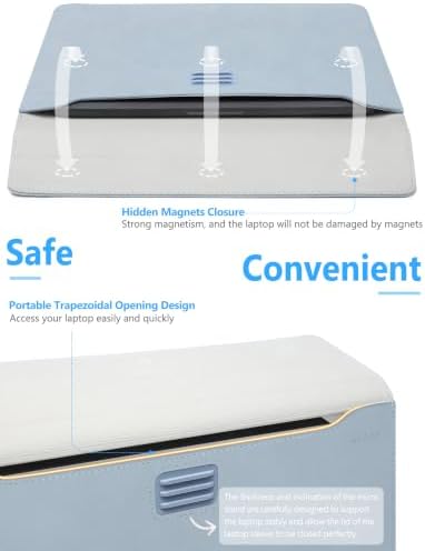 HYZUO 13 Inch Laptop Case Sleeve Bag with Adjustable Stand, Pale Blue