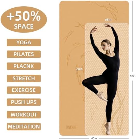 Extra Wide Yoga Mat 76"x40"x10mm TPE Non-Slip Fitness Exercise Mat