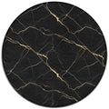 Large Machine Washable Circular Rugs, Home Decor Round Mat for Living Room Sofa Office Black Marble Gold Texture, 24inch