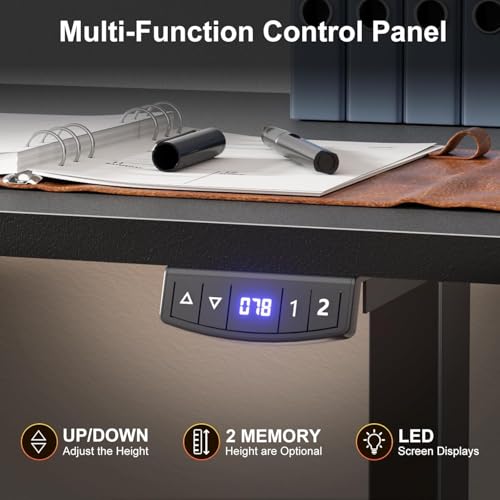63" L Shaped Standing Desk Height Adjustable Memory Presets Black