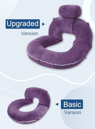 INSEN Reading Pillow, Back Pillow for Sitting in Bed and Couch, Gaming Pillow for Adults, Sit Up Support for Bed, Purple