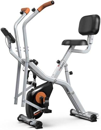 pooboo Folding Magnetic X‑Bike, Upright Exercise Bike for Home Gym