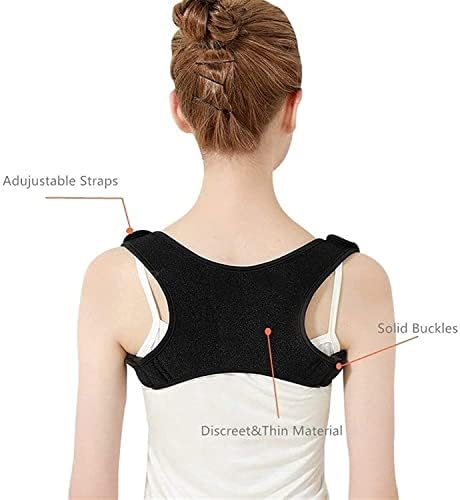 Posture Corrector Upper Adjustable Back Kyphosis Correction Belt Men Women Magnet Self-Heating Clavicle Support Back Straight Shoulders Brace Strap Back Posture (Color : Black, Size : Large)