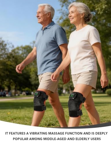Red Light Therapy Knee Brace: Cordless Vibration Knee Massager for Pain Relief with Heat, Rechargeable Near Infrared Light Device 660nm & 850nm for Knee Shoulder Elbow, Birthday Gift for Dad/Mom