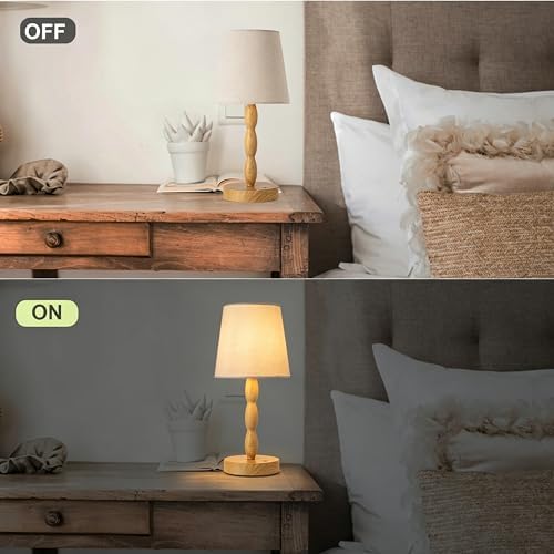 CASTLELIFE Rechargeable Cordless Table Lamp, 5000mAh Battery Powered Touch Desk Lamp, 3-Level & Stepless Dimmable Night Light, Portable Bedside Lamp for Bedroom, Outdoor, Bulb Included, Wood Grain