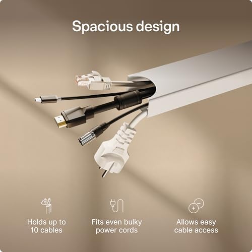 Desktronic Magnetic Cable Management Tray — No Drill Under Desk Cord Organizer, Holds 10 Cables, Reinforced Steel Cable Holder for Home Office, Gaming Setup & Sit-Stand Desks