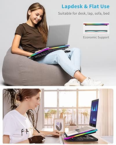 Laptop Cooling Pad, KeiBn RGB Laptop Cooler for 15.6-17.3 Inch Laptops, with 10 Modes Lights | 6 Fans | 7 Height Stands | 2 USB Ports | Desk or Lap Use (A8/Purple)