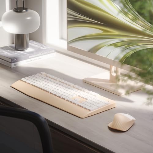 MPTOG Ergonomic Wireless Keyboard and Mouse Combo, Khaki White